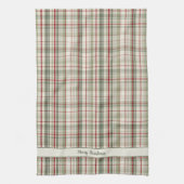 Merry Christmas Plaid - rustic green red ivory Theedoek (Verticaal)