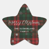 Merry Christmas Plaid Rustic Script Custom Ster Sticker (Voorkant)