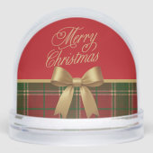 Merry Christmas Plaid Snow Globe with Gold Bow Sneeuwbol (Voorkant)