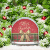 Merry Christmas Plaid Snow Globe with Gold Bow Sneeuwbol (Kerstmis)