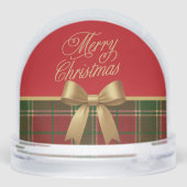 Merry Christmas Plaid Snow Globe with Gold Bow Sneeuwbol (Achterkant)