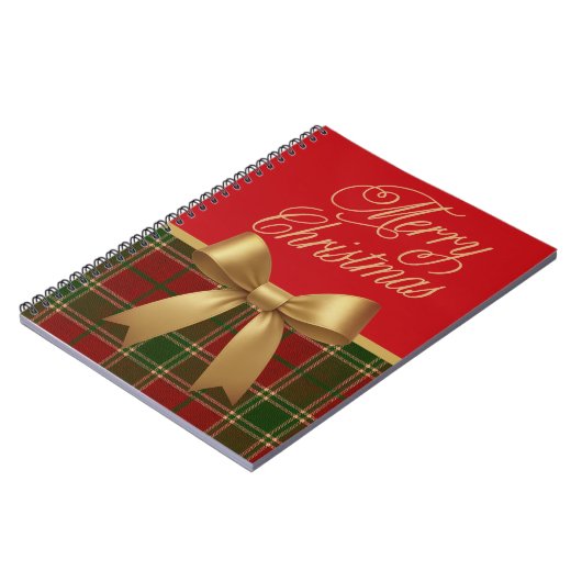 Merry Christmas Plaid Spiral Notebook Notitieboek (Linkerzijde)