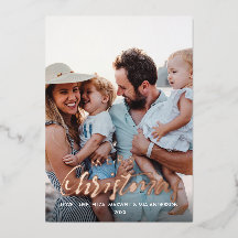 MERRY CHRISTMAS Plain Personalized Photo ROOS GOLD