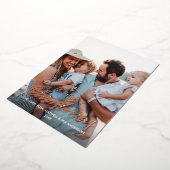 MERRY CHRISTMAS Plain Personalized Photo ROOS GOLD Folie Uitnodiging (Gedraaid)