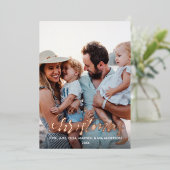 MERRY CHRISTMAS Plain Personalized Photo ROOS GOLD Folie Uitnodiging (Staand Voorkant)