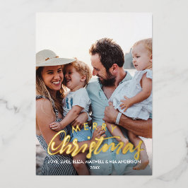 MERRY CHRISTMAS Plain Persoonlijke foto Folie Uitnodiging