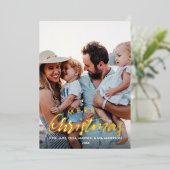 MERRY CHRISTMAS Plain Persoonlijke foto Folie Uitnodiging (Staand Voorkant)