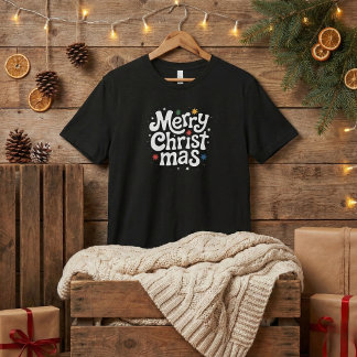 Merry Christmas Playful Script Mens Black T-shirt