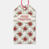 Merry Christmas Poinsettia Festive Red Floral      Cadeaulabel (Voorkant)