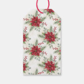 Merry Christmas Poinsettia Festive Red Floral      Cadeaulabel (Achterkant)
