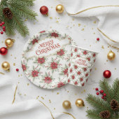 Merry Christmas Poinsettia Floral Holiday Pattern Papieren Bekers