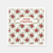 Merry Christmas Poinsettia Floral Holiday Pattern Servet (Voorkant)