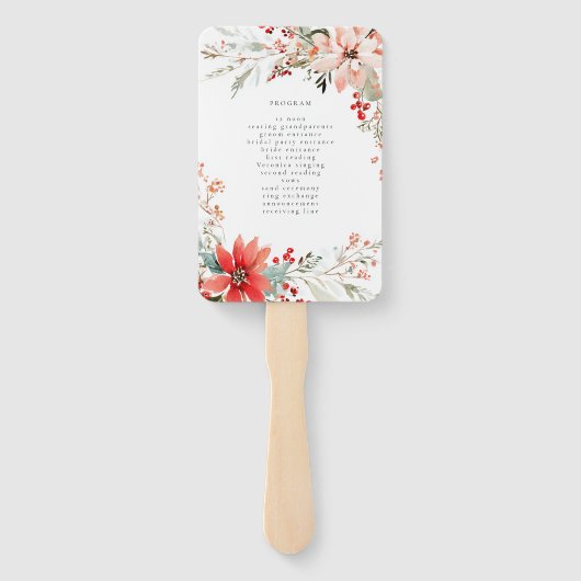 Merry Christmas Poinsettia Flower Holiday Handwaaier (Achterkant)