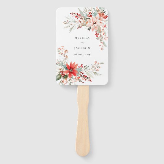 Merry Christmas Poinsettia Flower Holiday Handwaaier (Voorkant)