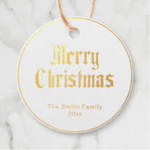Merry Christmas poinsettia Folie Gift Label