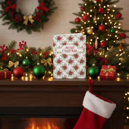 Merry Christmas Poinsettia Holiday Festive Floral  Kaart