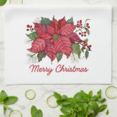 Merry Christmas Poinsettia Kitchen Towel Theedoek (Gevouwen)