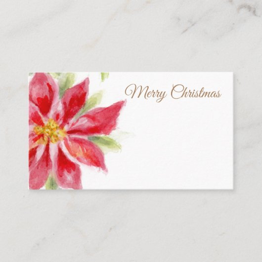 Merry Christmas Poinsettia Waterverf Place Card Plaatskaartje (Voorkant)