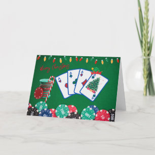 Merry Christmas Poker Wenskaart Bedankkaart
