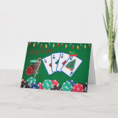 Merry Christmas Poker Wenskaart Bedankkaart (Voorkant)