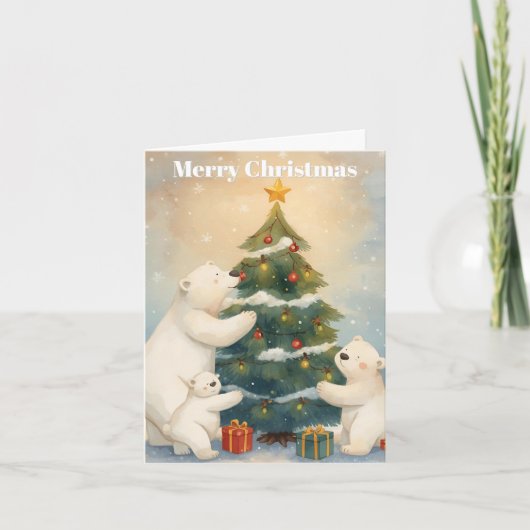 Merry Christmas Polar Bear Christmas Card Feestdagen Kaart (Voorkant)
