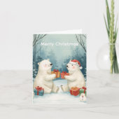 Merry Christmas Polar Bear Presents Christmas Card Feestdagen Kaart (Voorkant)