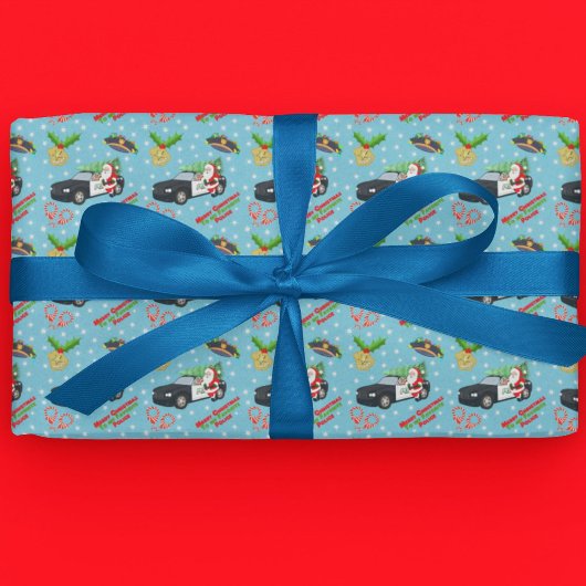 Merry Christmas Police Officer Santa Cop Car Cadeaupapier