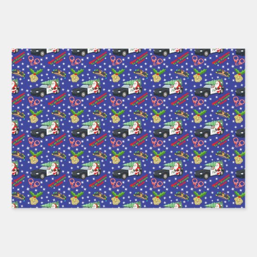 Merry Christmas Police Officer Santa Cop Car Inpakpapier Vel (Voorkant 2)