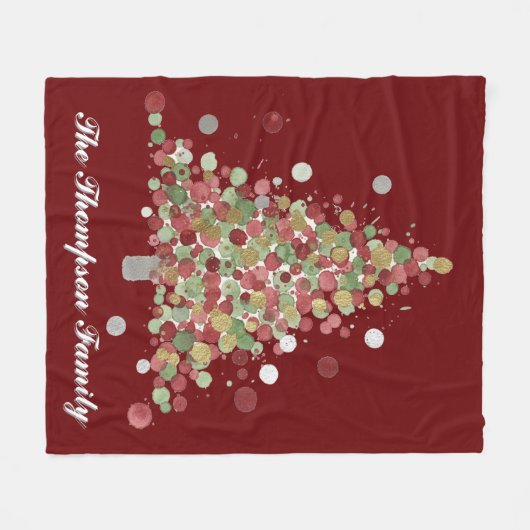 Merry Christmas Polka Dot Tree Fleece Deken (Voorkant (Horizontaal))