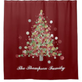 Merry Christmas Polka Dot Tree Holiday Douchegordijn (Voorkant)