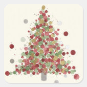 Merry Christmas Polka Dot Tree Vierkante Sticker (Voorkant)