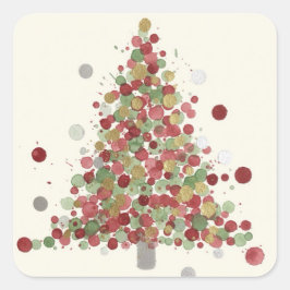 Merry Christmas Polka Dot Tree Vierkante Sticker