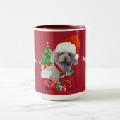 Merry Christmas Poodle Red Coffee Mok (Midden)