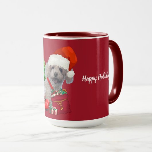 Merry Christmas Poodle Red Coffee Mok (Voorkant rechts)