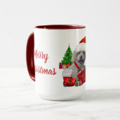 Merry Christmas Poodle Red & White Coffee Mok (Voorkant links)