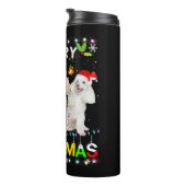 Merry Christmas Poodle Shirt Santa Hat Lights Xmas Thermosbeker (Geroteerd rechts)