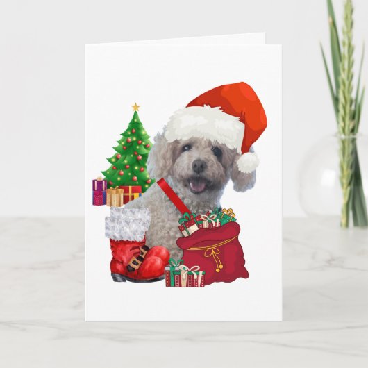 Merry Christmas Poodle Wenskaart Kaart (Voorkant)