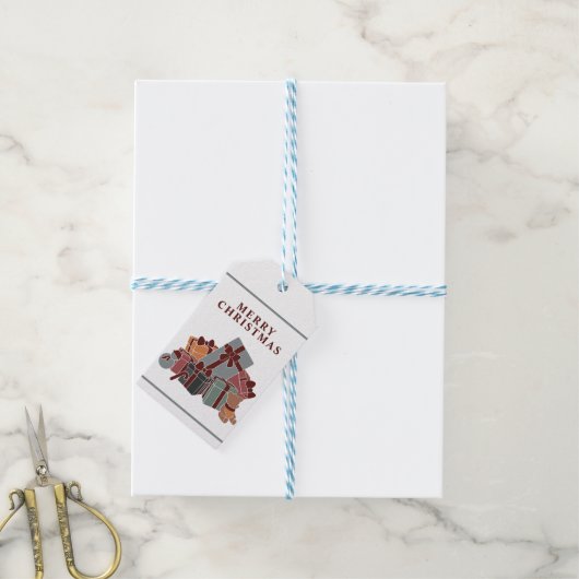 MERRY CHRISTMAS, pool van cadeautjes - Labels met  Cadeaulabel (Met Touw)