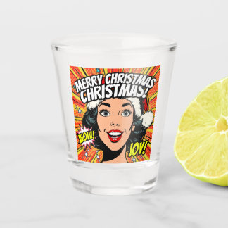 Merry Christmas Pop Art Shot Glass Glas