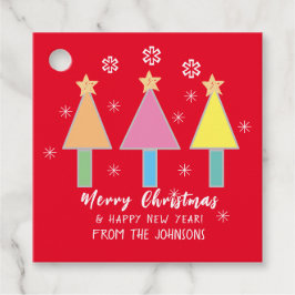 Merry Christmas Pop Kunst Familienaam Modern Schat Bedankjes Labels