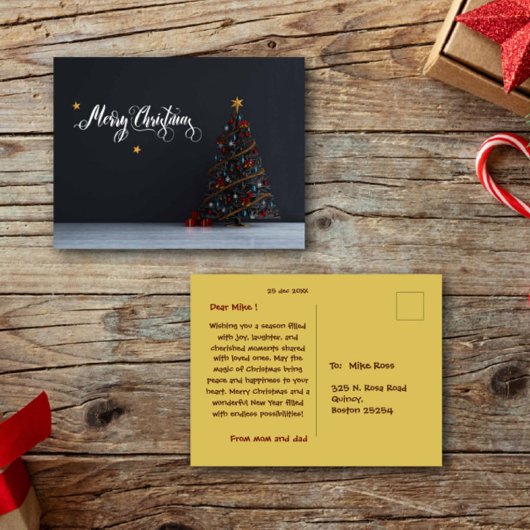 Merry Christmas Post Kaart Modern & Classic