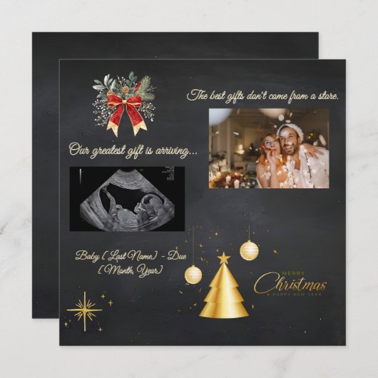 Merry Christmas Pregnancy Chalkboard Announcement Feestdagenkaart (Voorkant / Achterkant)