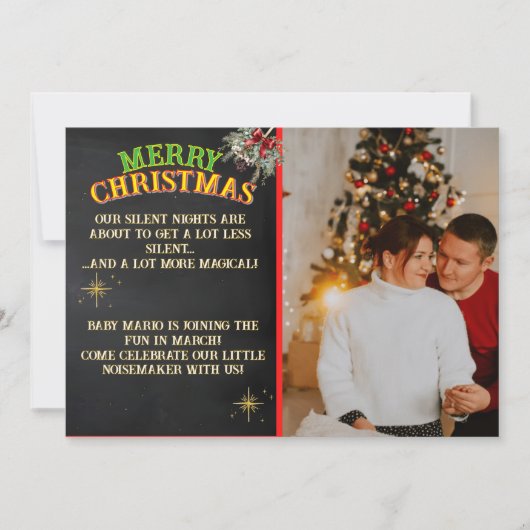 Merry Christmas Pregnancy Chalkboard Invitation Kaart (Voorkant)