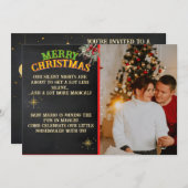 Merry Christmas Pregnancy Chalkboard Invitation Kaart (Voorkant / Achterkant)