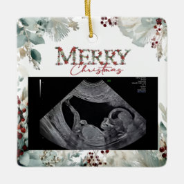 Merry Christmas Pregnancy Ultrasound Keramisch Ornament