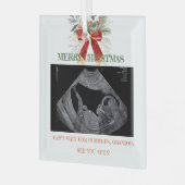 Merry Christmas Pregnancy Ultrasound Photo Grandma Glas Ornament (Voorkant links)