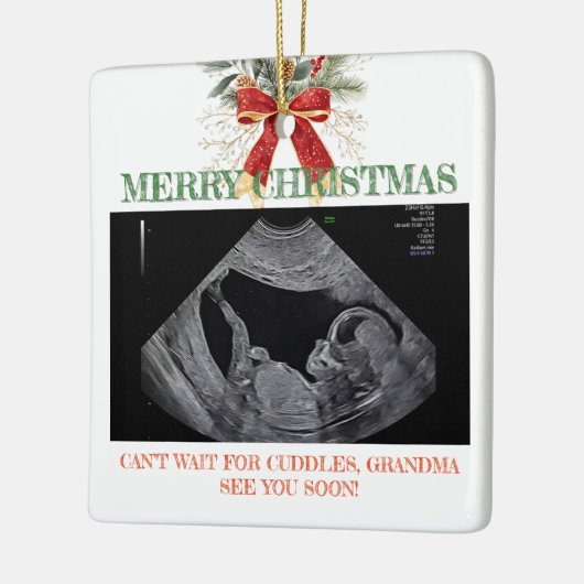 Merry Christmas Pregnancy Ultrasound Photo Grandma Keramisch Ornament (Links)