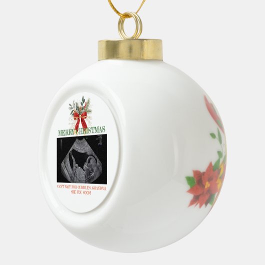 Merry Christmas Pregnancy Ultrasound Photo Grandma Keramische Bal Ornament (Rechts)