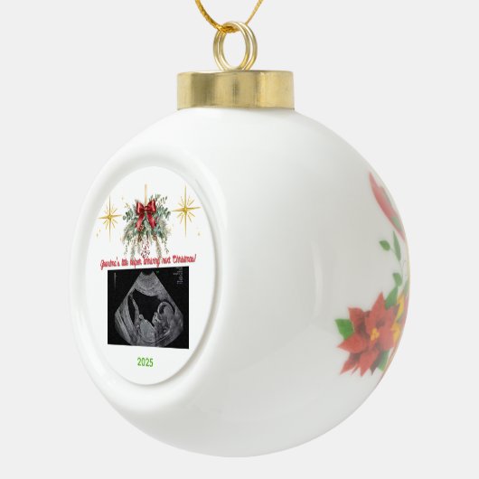 Merry Christmas Pregnancy Ultrasound Photo Grandma Keramische Bal Ornament (Rechts)