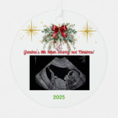 Merry Christmas Pregnancy Ultrasound Photo Grandma Metalen Ornament (Voorkant)